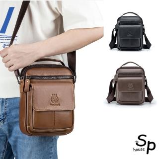 【Sp house】品質之選全真牛皮單肩斜背手提男用包(3色可選)