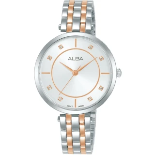 【ALBA】簡約優雅風晶鑽女錶-玫瑰金x銀 32mm(ARX078X1 / Y121-X160KS)
