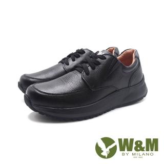 【W&M】男 簡約風格厚底健走休閒鞋 男鞋(黑色)