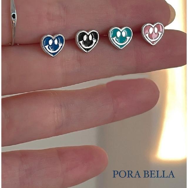 【Porabella】925純銀愛心笑臉耳環 愛心耳釘 愛心耳釘 告白 姊妹 生日禮物 送女友 Eearrings