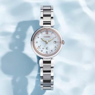 【CITIZEN 星辰】xC 限定心蕊光動能電波鈦金屬時尚女錶-雙色/29mm 母親節限定(ES9466-65W)