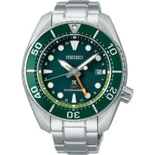 【SEIKO 精工】PROSPEX GMT太陽能潛水石英錶 綠 45MM(5K65-0AA0G / SFK003J1)