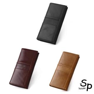 【Sp house】都會雅痞全真牛皮大容量多卡位男用長夾(3色可選)