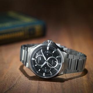 【CITIZEN 星辰】都會紳士光動能月相盈虧鈦金屬時尚男錶-黑x銀/42mm 母親節限定(BU0060-68E)