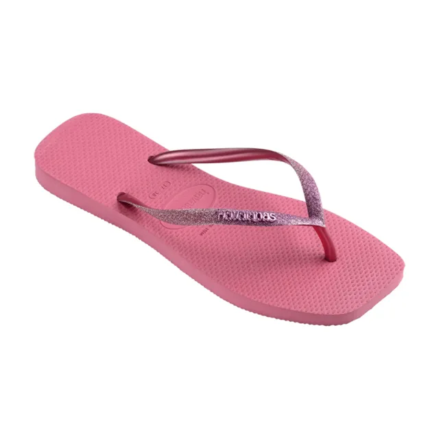 【havaianas 哈瓦仕】拖鞋 女鞋 夾腳拖 方形 漸層 Slim Square Glitter 桃紅 4148102-1750W(哈瓦士)