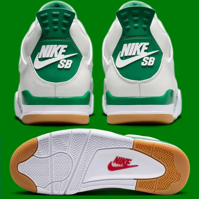 NIKE 耐吉】休閒鞋Nike SB x Air Jordan 4 Pine Green 松樹綠白綠男鞋