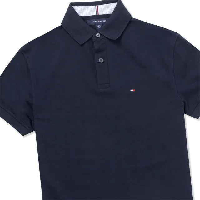 【Tommy Hilfiger】TOMMY 經典刺繡Logo短袖POLO衫 上衣-深藍色(平輸品)