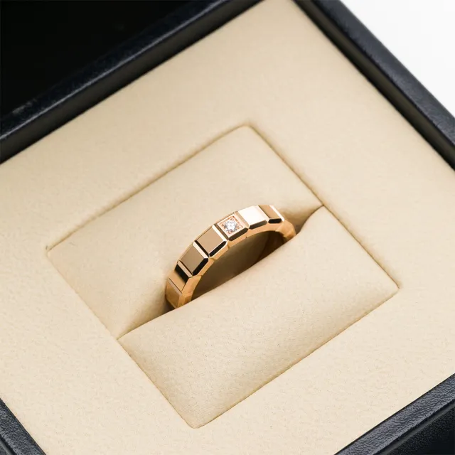 【CHOPARD 蕭邦】Ice Cube 玫瑰金單鑽戒指Medium(鑽石0.03ct/尺寸52)