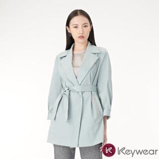 【KeyWear 奇威名品】舒適光澤感風衣長袖外套