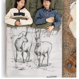 【May Shop】羚羊 雙人帶枕睡袋情侶款成人戶外露營室內午休大人冬季加厚保暖(可分體式設計)