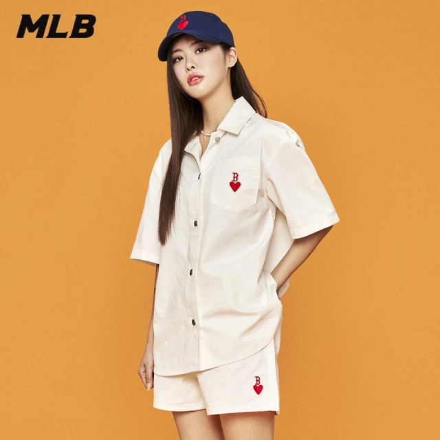 MLB 女版牛仔丹寧襯衫 Heart系列 波士頓紅襪隊(3FDRH0233-43CRS)