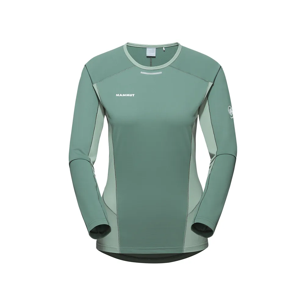 【Mammut 長毛象】Aenergy FL Longsleeve AF W 輕量抗菌長袖排汗衣 深玉石綠/玉石綠 女款 #1016-01360