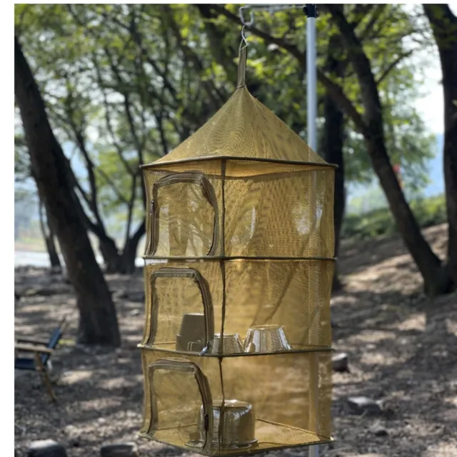 【May Shop】露營餐具收納通風掛網碗盆晾曬乾網4層儲藏網多功能曬網(曬衣籃子)