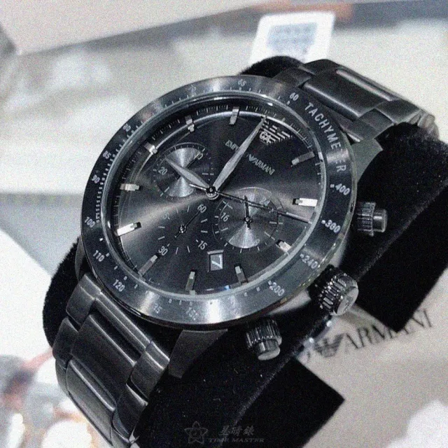 【EMPORIO ARMANI】ARMANI阿曼尼男錶型號AR00040(黑色錶面黑錶殼深黑色精鋼錶帶款)