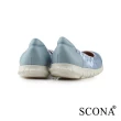 【SCONA 蘇格南】真皮 樂活輕量舒適娃娃鞋(藍色 7386-2)