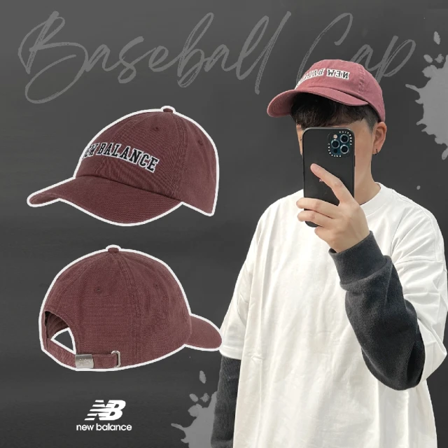 【NEW BALANCE】帽子 Logo Baseball Cap 男女款 紅 棒球帽 老帽 可調式 刺繡 NB(LAH21002WAD)