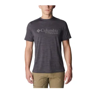 【Columbia 哥倫比亞 官方旗艦】男款-鈦 LOGO快排短袖上衣-黑色(UAE51530BK / 2023年春夏)