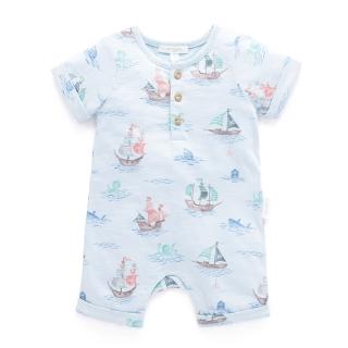 【Purebaby】澳洲有機棉 嬰兒短袖連身衣 3款(新生兒 有機棉 包屁衣)
