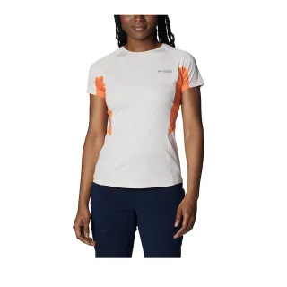 【Columbia 哥倫比亞 官方旗艦】女款-鈦 酷涼快排短袖上衣-橘紅(UAK18040AH / 2023年春夏)