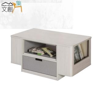 【文創集】波卡亞雙色3.3尺皮革二抽大茶几
