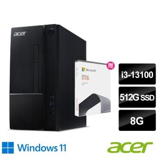 【Acer 宏碁】Office 2021組★i3四核電腦(Aspire TC-1770/i3-13100/8G/512G SSD/W11)