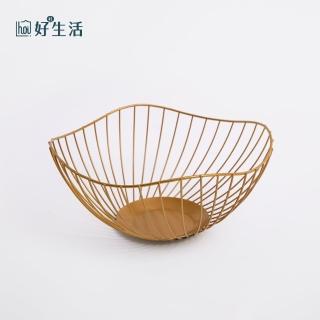 【hoi! 好好生活】現代輕奢鐵線花邊置物盤-大號金色深盤