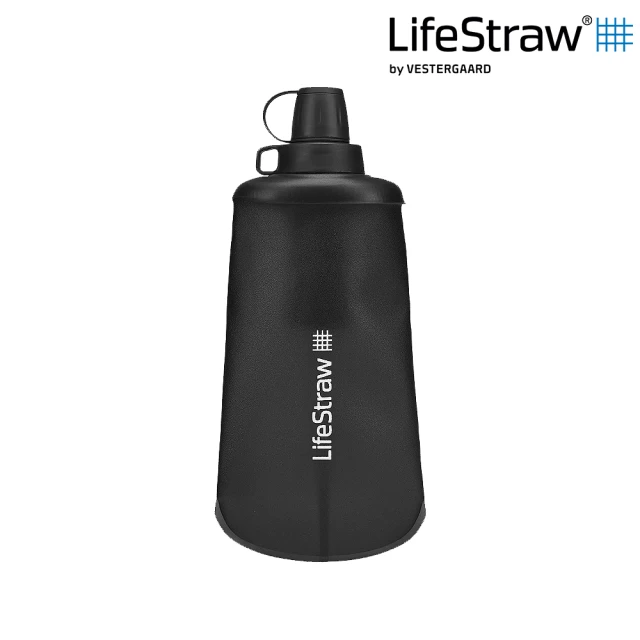 LifeStraw Peak 頂峰軟式水瓶 650ml｜深灰(過濾水瓶 可折疊擠壓 越野跑 登山健行 野外求生)