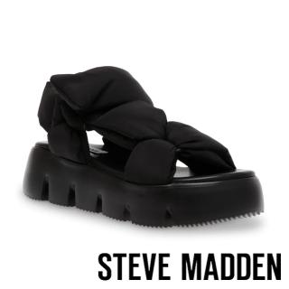【steve madden】BONKERS 雲朵布面寬頻厚底涼鞋(黑色)