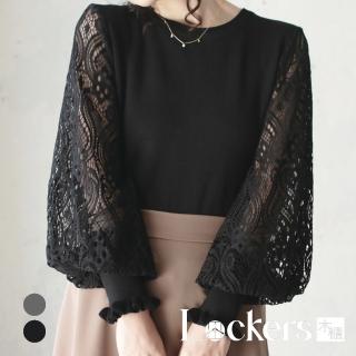 【Lockers 木櫃】春季日系蕾絲泡泡袖針織上衣 L112032007(女上衣)