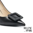 【HELENE_SPARK】內斂質感方釦羊皮尖頭美型高跟鞋(黑)