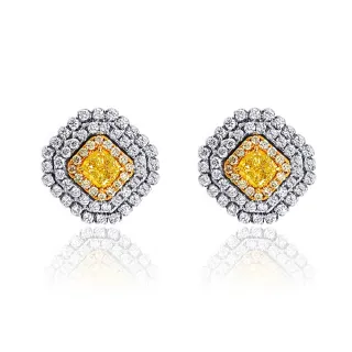 【CTJ】年中慶典!GIA 2克拉 Fancy Yellow 18K金 黃鑽 天然鑽 鑽石耳環(天然珠寶 限時優惠)