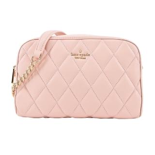 【KATE SPADE】carey小香風衍縫拉鍊斜揹包(迷你/粉)