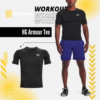 【UNDER ARMOUR】短袖 HG Armour Tee 男款 黑 透氣 緊身 訓練 運動 UA(1361518001)