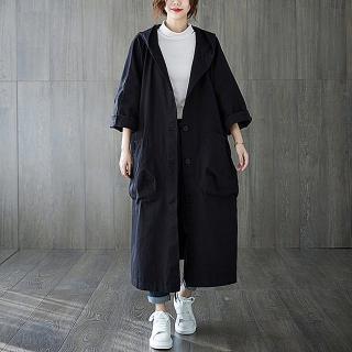 【巴黎精品】現貨+預購 風衣長版外套(純棉連帽簡約寬鬆女外套5色a1ap2)
