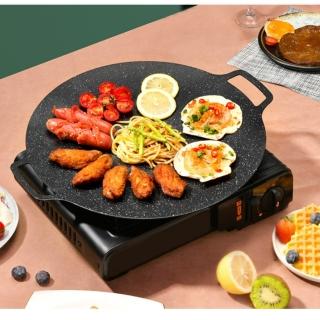 【May shop】戶外露營燒烤盤不粘鍋家用韓式烤肉盤卡式爐商用便攜麥飯石 鐵板燒