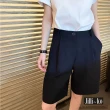 【JILLI-KO】時尚高腰中線褶皺西裝五分短褲-M/L/XL(黑/卡)