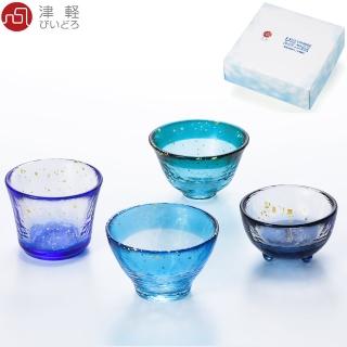【ADERIA】日本津輕 青森之海手作清酒杯 4入禮盒組(清酒杯 手工杯)