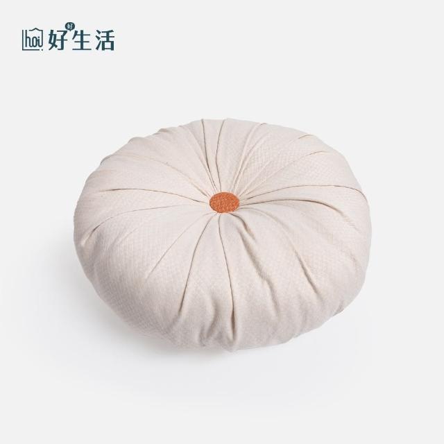 【hoi! 好好生活】夏日皺摺糖果圓型抱枕-雲朵白