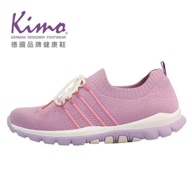 【Kimo】飛織綁帶運動休閒鞋 女鞋(粉紫色 KBCSF078299)