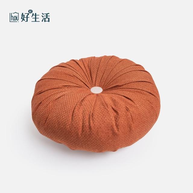 【hoi! 好好生活】夏日皺摺糖果圓型抱枕-南瓜橘
