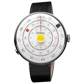 【klokers 庫克】KLOK-01-D1 黃色錶頭+皮革錶帶搭配摺疊錶扣