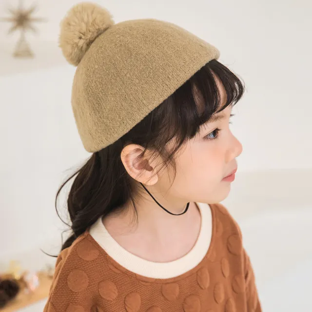 【OB 嚴選】兒童毛球復古畫家帽貝蕾帽 《ZQ0046》
