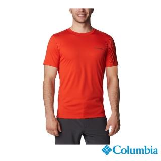 【Columbia 哥倫比亞 官方旗艦】男款-UPF30涼感快排短袖上衣-橘紅(UAE60840AH / 2023春夏品)