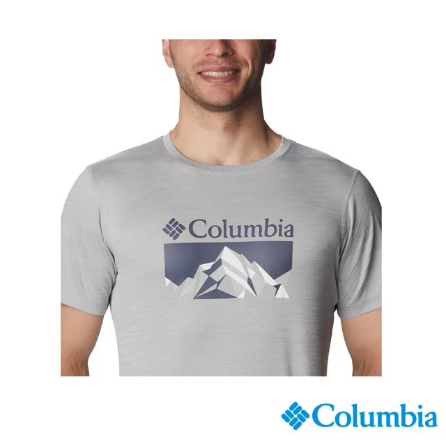 【Columbia 哥倫比亞 官方旗艦】男款-UPF30涼感快排短袖上衣-灰色(UAE64630GY / 2023春夏品)