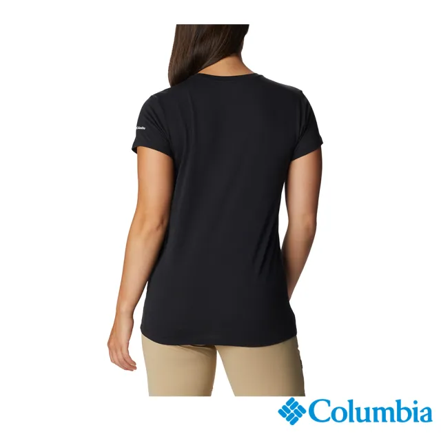 【Columbia 哥倫比亞 官方旗艦】女款-LOGO短袖T上衣-黑色(UAL07460BK  / 2023年春夏)