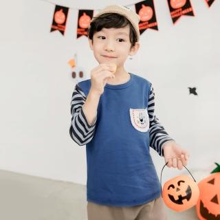 【OB 嚴選】獅子口袋撞色條紋磨毛上衣童裝 《QA1149》
