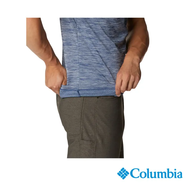 【Columbia 哥倫比亞 官方旗艦】男款-UPF30涼感快排短袖上衣-深藍(UAE64630NY / 2023春夏品)
