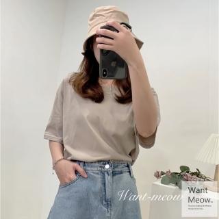 【Want-Meow】100公斤可穿/臺灣製MIT/多色寬鬆圓領素T(大學T/素T短袖上衣/短T/T恤/大碼/大尺碼/加大碼)