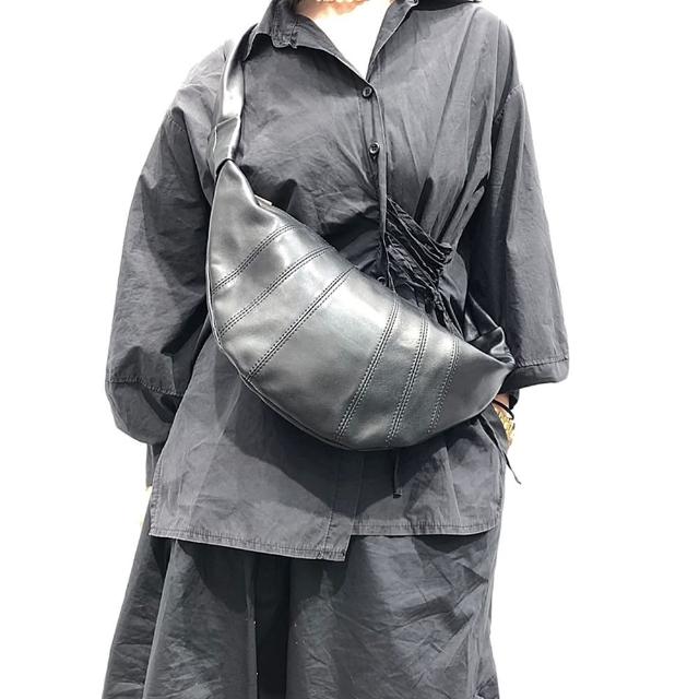 【巴黎精品】現貨+預購 側背包真皮肩背包(牛皮休閒縫線水餃包男女包包a1ak30)