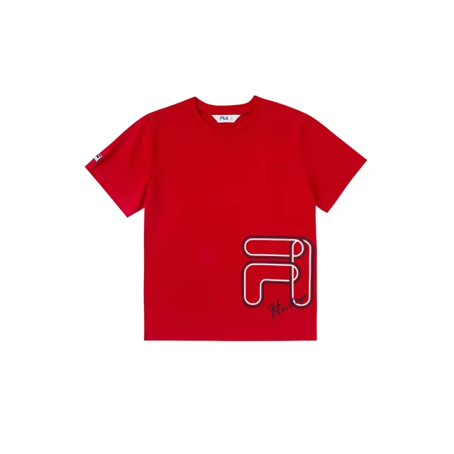 【FILA官方直營】KIDS 童吸濕排汗短袖上衣-紅色(1TEX-4416-RD)